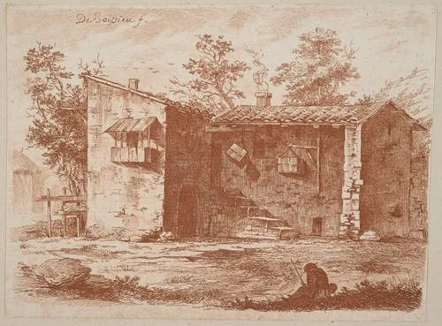 Two Houses with Tile Roofs by Jean Jacques de Boissieu, print, 1759