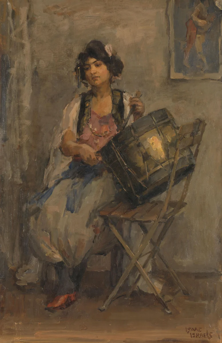 The Lady Drummer by Isaac Israels, painting, 1890-1910