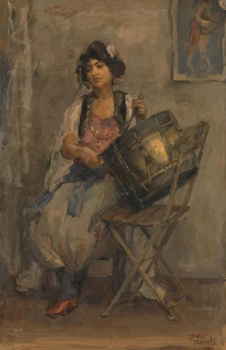 The Lady Drummer by Isaac Israels, painting, 1890-1910