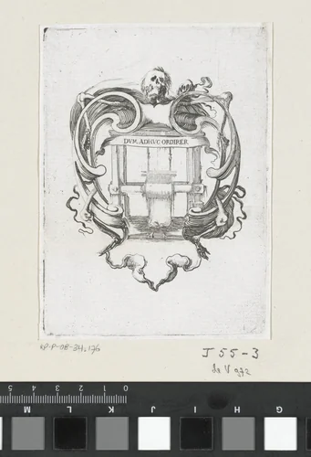 Cartouche met weefgetouw by Stefano della Bella, print, 1620-1664