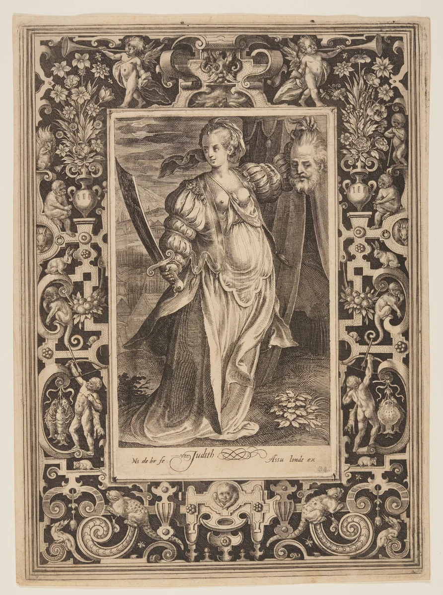 Judith, plate six from The Nine Worthies by Nicolaes de Bruyn, print, 1595
