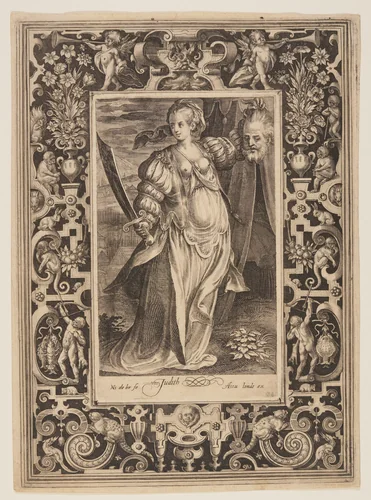 Judith, plate six from The Nine Worthies by Nicolaes de Bruyn, print, 1595