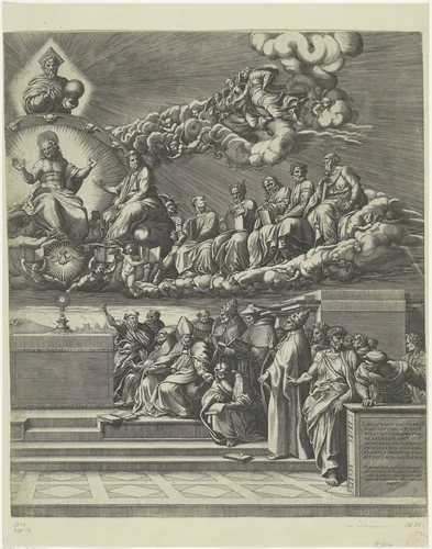 Dispuut over het Heilige Sacrament (rechter deel) by Unknown, print, 1552