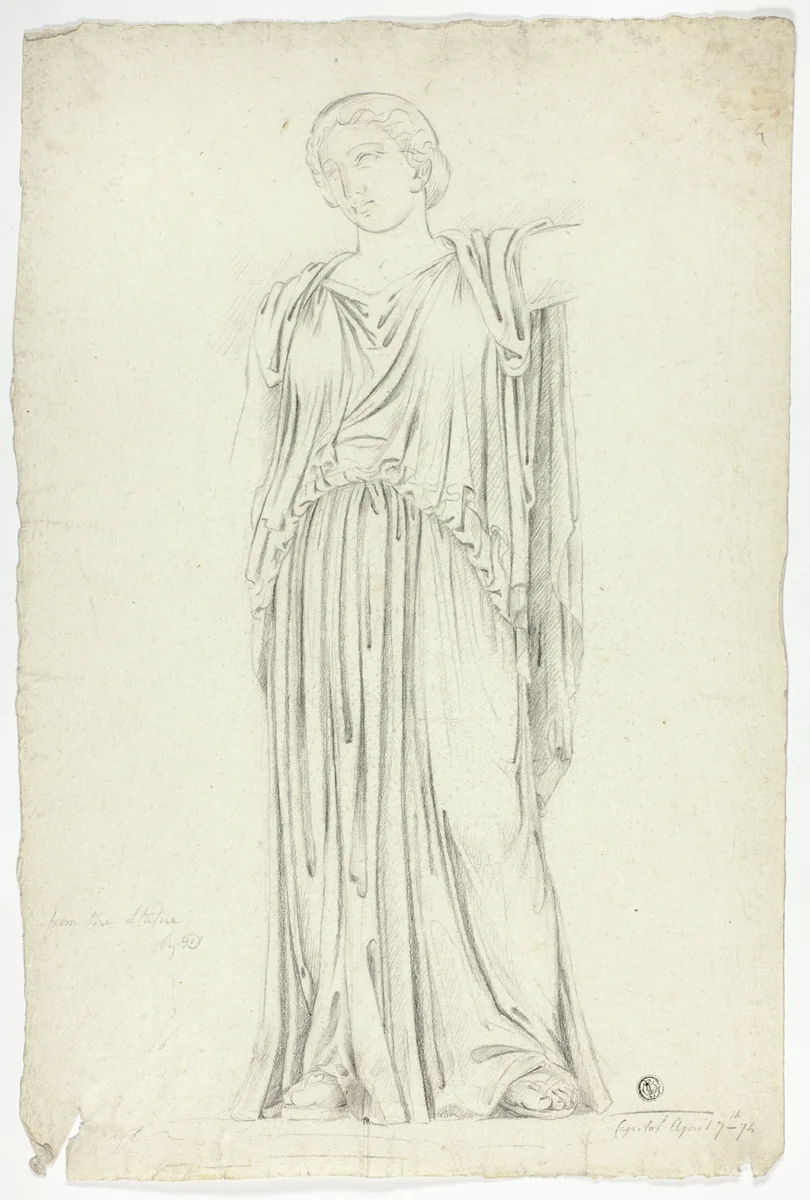 Antique Statue of Draped Standing Woman by John Downman, drawing, 1774