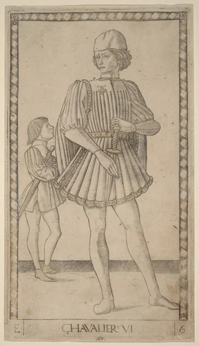 Chavalier (Knight) by Master of the E-Series Tarocchi, print, 1465