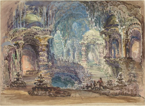 Fantastic Pavilions in a Grotto by Robert Caney, drawing, 1552-1615