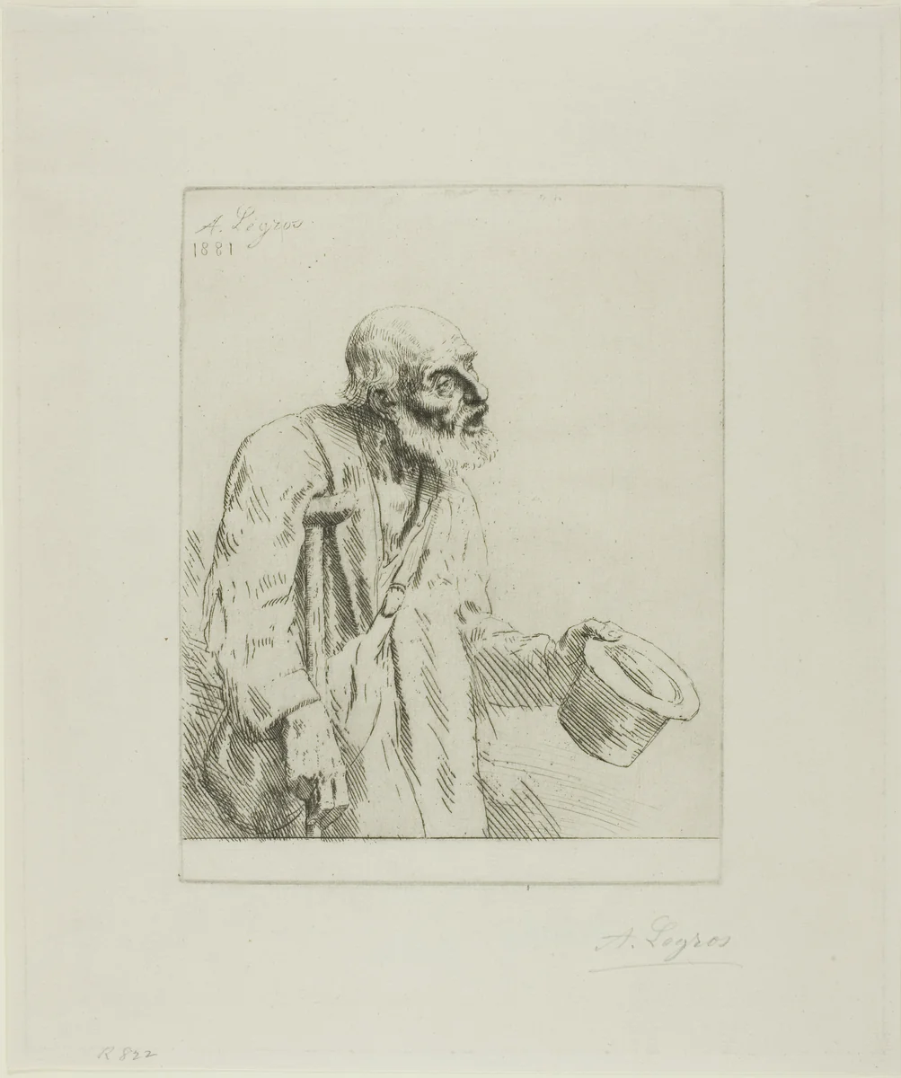 Beggar with Crutches by Alphonse Legros, print, 1881