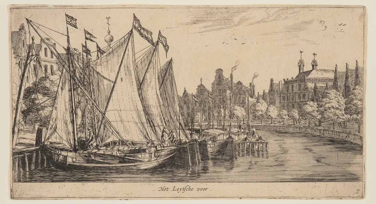Het Leytsche veer, from Views of Amsterdam by Reinier Nooms, print, 1660