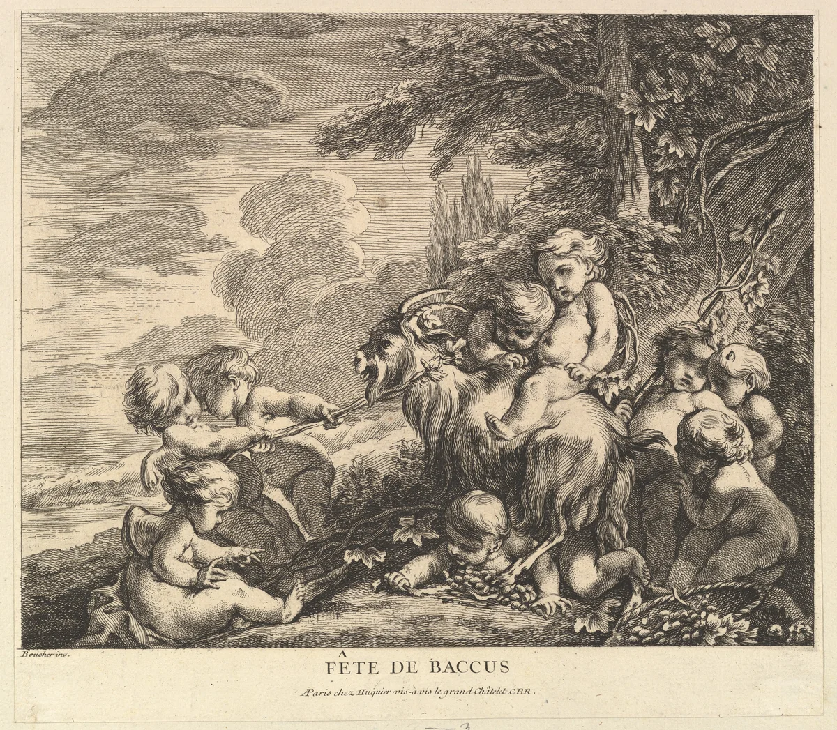 The Feast of Bacchus by Pierre Alexandre Aveline, print, 1733-1743