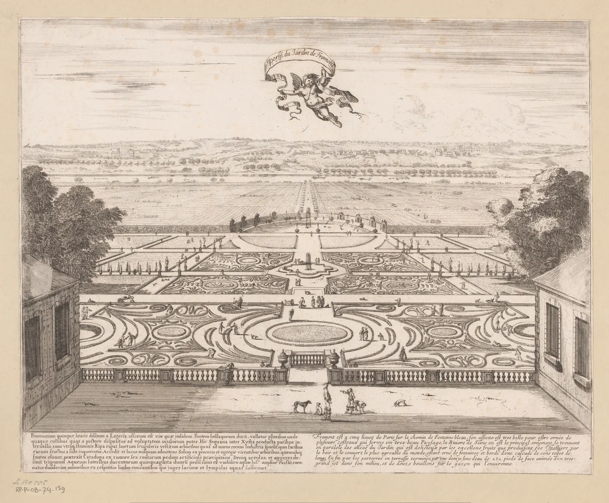 Gezicht op de tuin van Fromont by Israël Silvestre, print, 1631-1691
