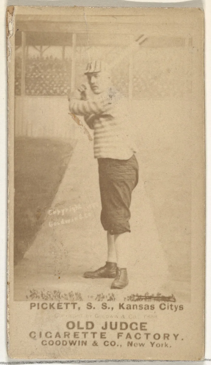 John Thomas Pickett, Shortstop, Kansas City Cowboys, from the Old Judge series (N172) for Old Judge Cigarettes by Goodwin & Company, photograph, 1888