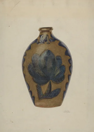 Pa. German Stoneware Flask by Beverly Chichester, index of american design, 1940