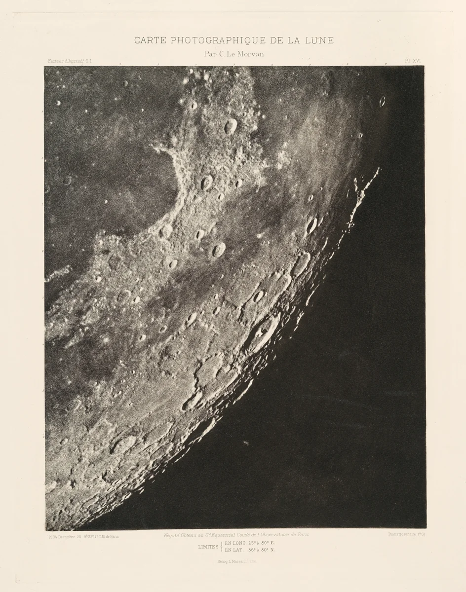 Carte photographique de la lune, planche XVI (Photographic Chart of the Moon, plate XVI) by Charles Le Morvan, photograph, 1904