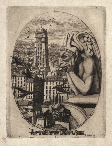 Etchings of Paris: The Gargoyle by Charles Meryon, print, 1853