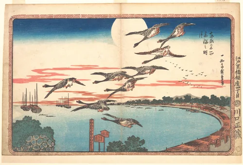Full Moon at Takanawa by Utagawa Hiroshige (歌川広重), print, 1821-1841