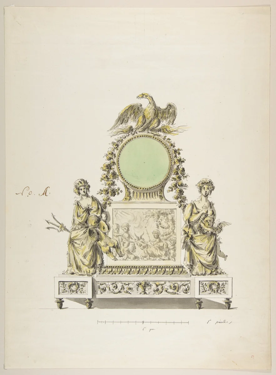 Design for a Clock by anonymous, drawing, 1765-1795