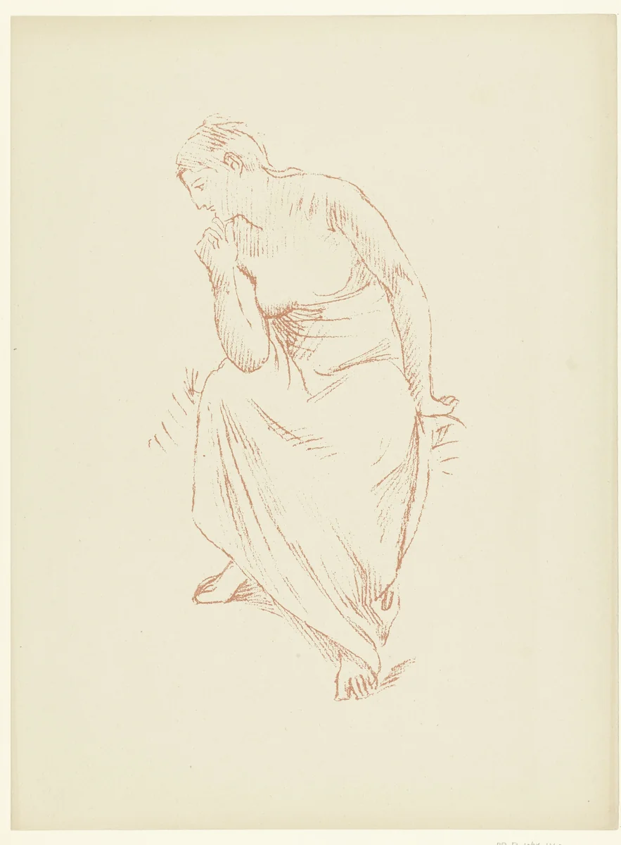 Zittende halfnaakte vrouw by Pierre Puvis de Chavannes, print, 1895