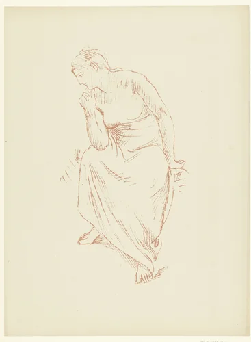 Zittende halfnaakte vrouw by Pierre Puvis de Chavannes, print, 1895