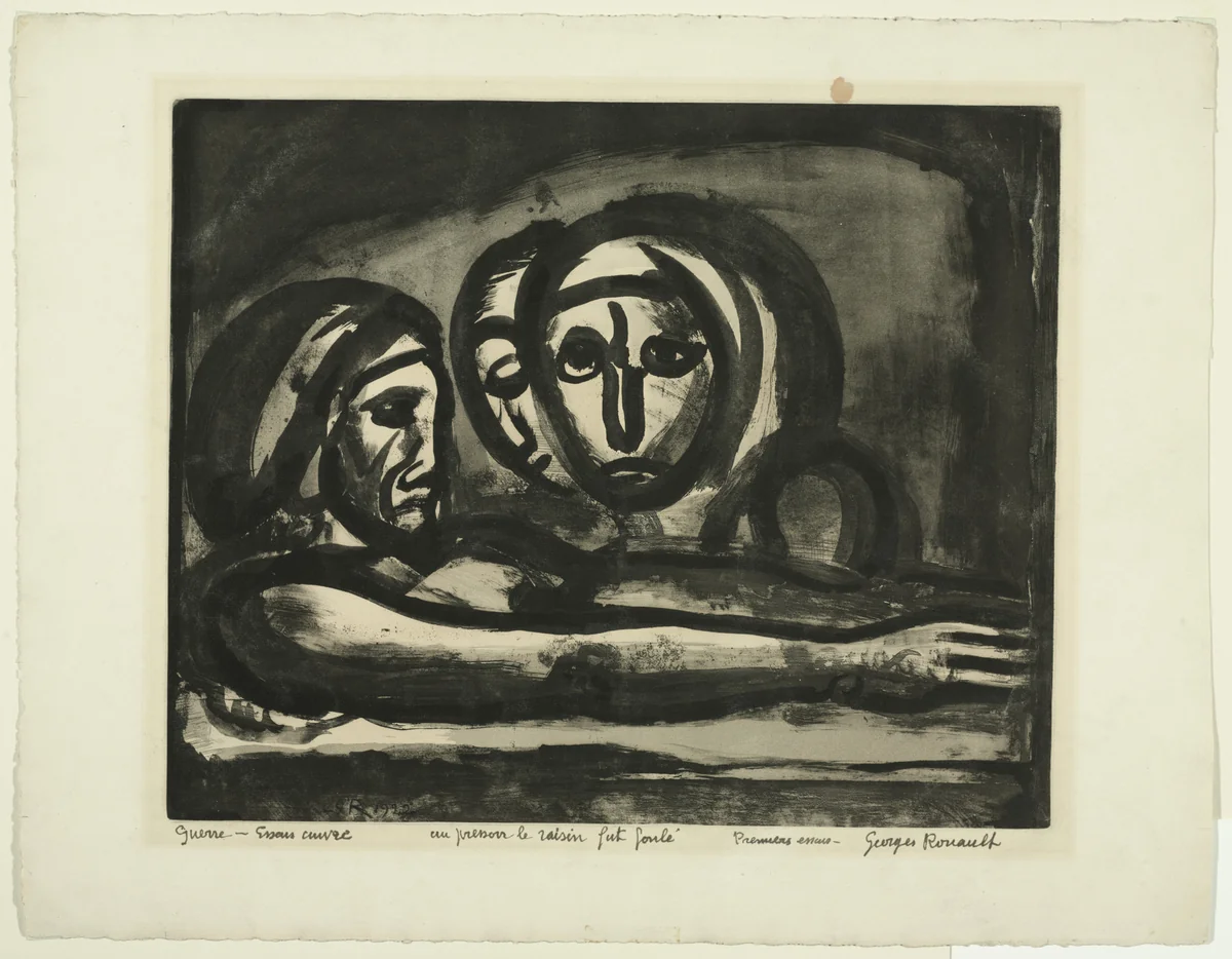 Trial proof for In The Press, The Grapes Were Trodden, plate XLVIII from Miserere by Georges Rouault, print, 1922