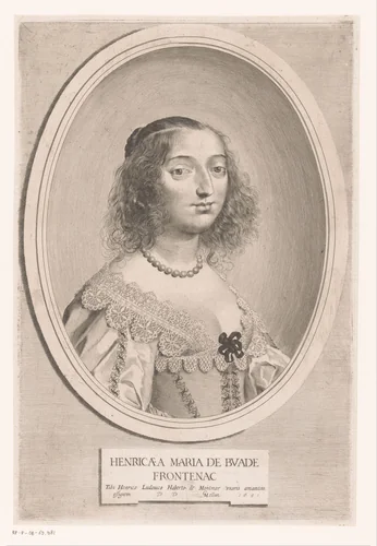 Portret van Henriette-Marie de Buade-Frontenac by Claude Mellan, print, 1641
