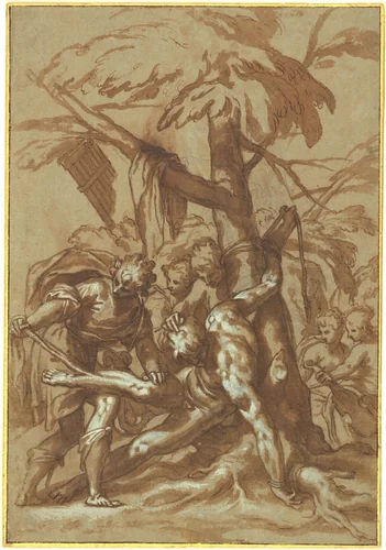 The Flaying of Marsyas by Paolo Farinati, drawing, 1570-1575