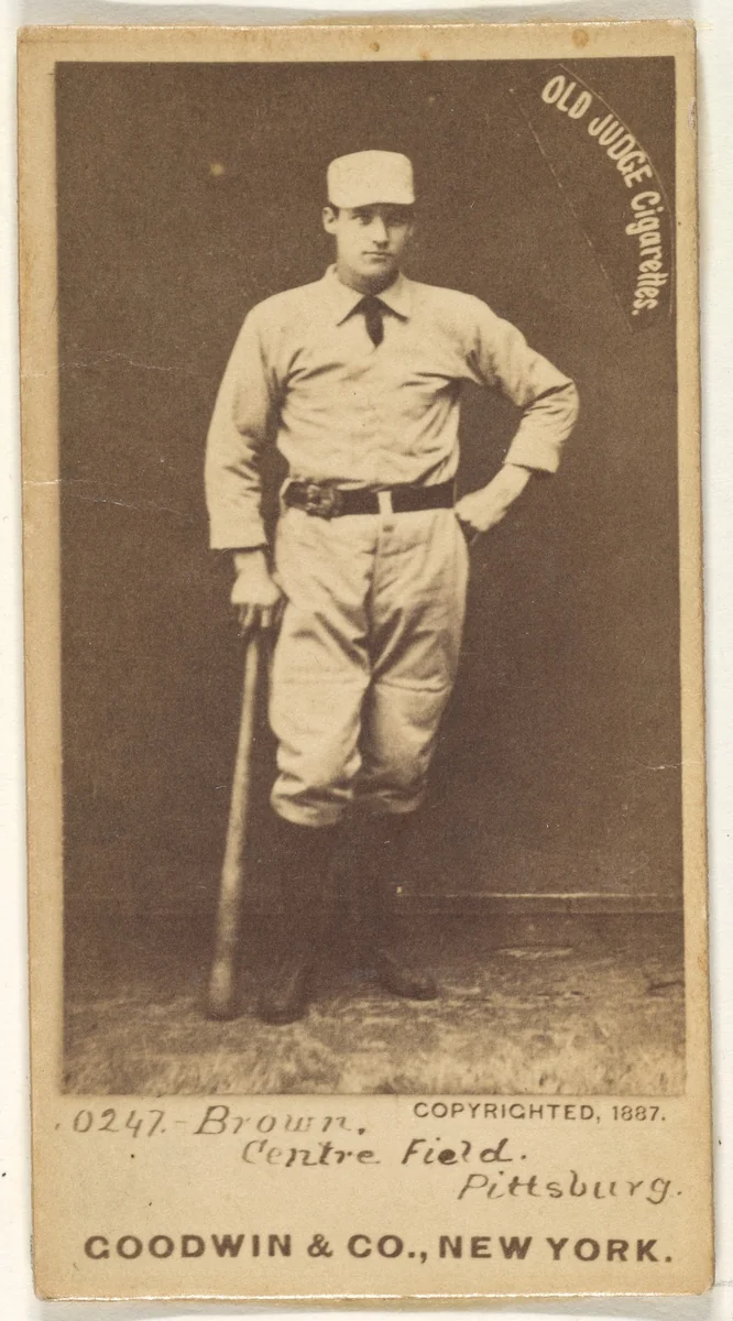 Thomas "Tom" Tarlton Brown, Center Field, Pittsburgh, from the Old Judge series (N172) for Old Judge Cigarettes by Goodwin & Company, photograph, 1887
