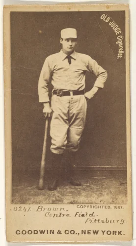 Thomas "Tom" Tarlton Brown, Center Field, Pittsburgh, from the Old Judge series (N172) for Old Judge Cigarettes by Goodwin & Company, photograph, 1887