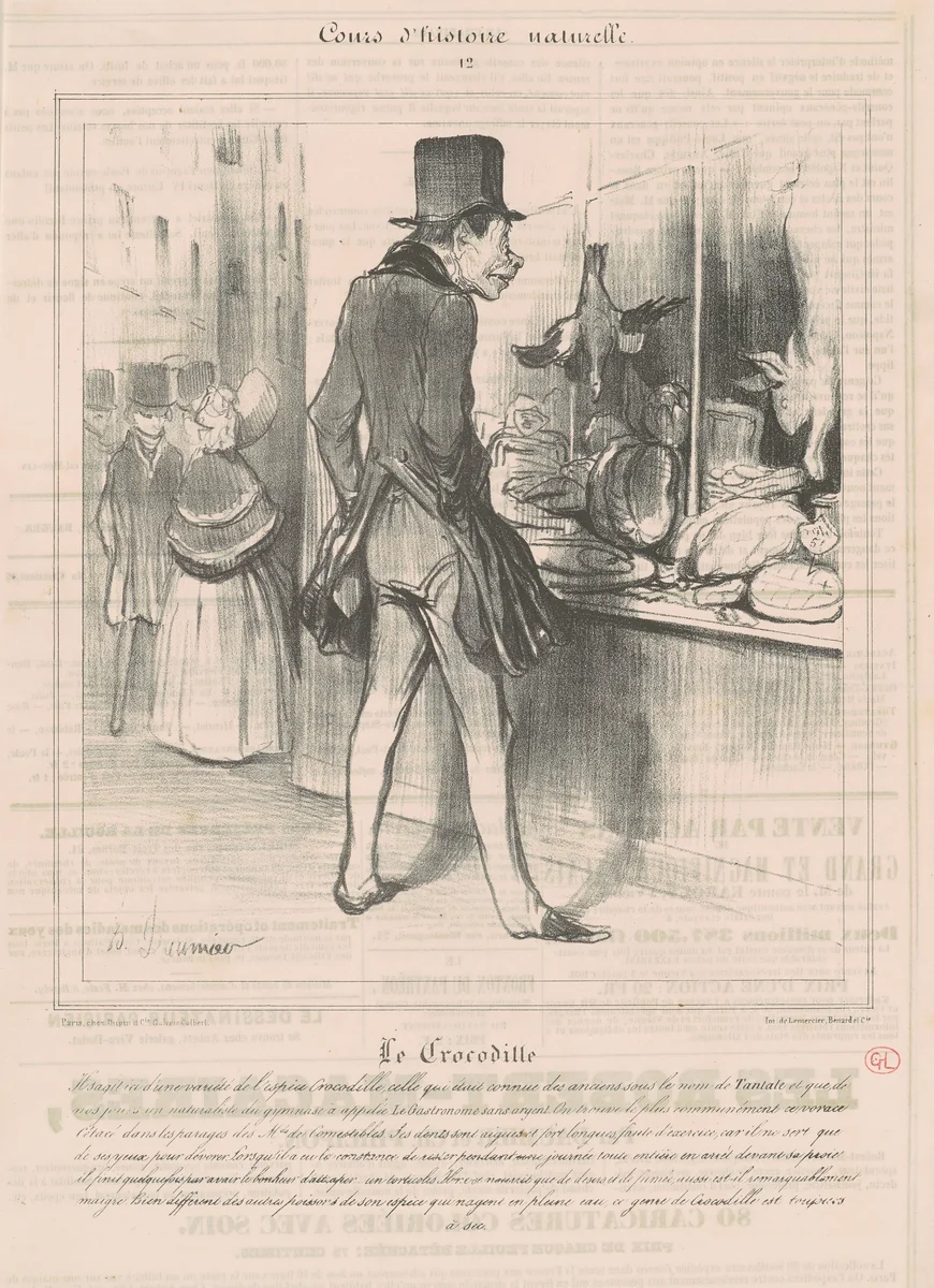 Le Crocodile by Honoré Daumier, print, 1838