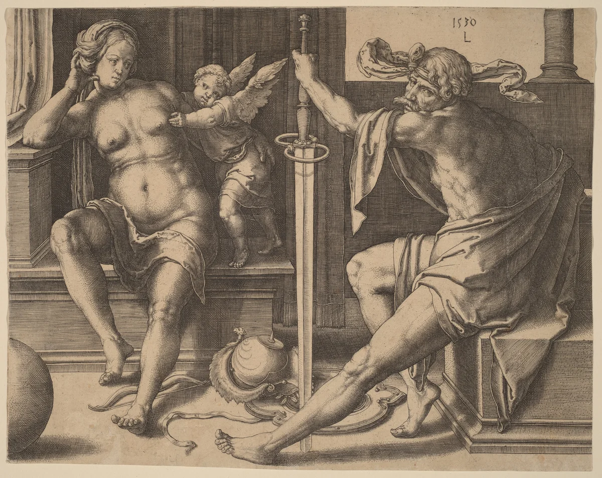 Mars, Venus, and Cupid by Lucas van Leyden, print, 1530