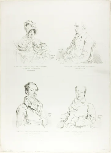 Four Family Portraits by Jean-Auguste-Dominique Ingres, print, 1815