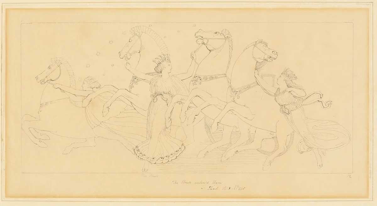 The Hours Taking the Horses from Juno's Car by John Flaxman, drawing, 1775-1826