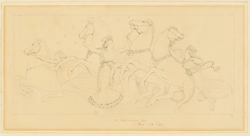 The Hours Taking the Horses from Juno's Car by John Flaxman, drawing, 1775-1826