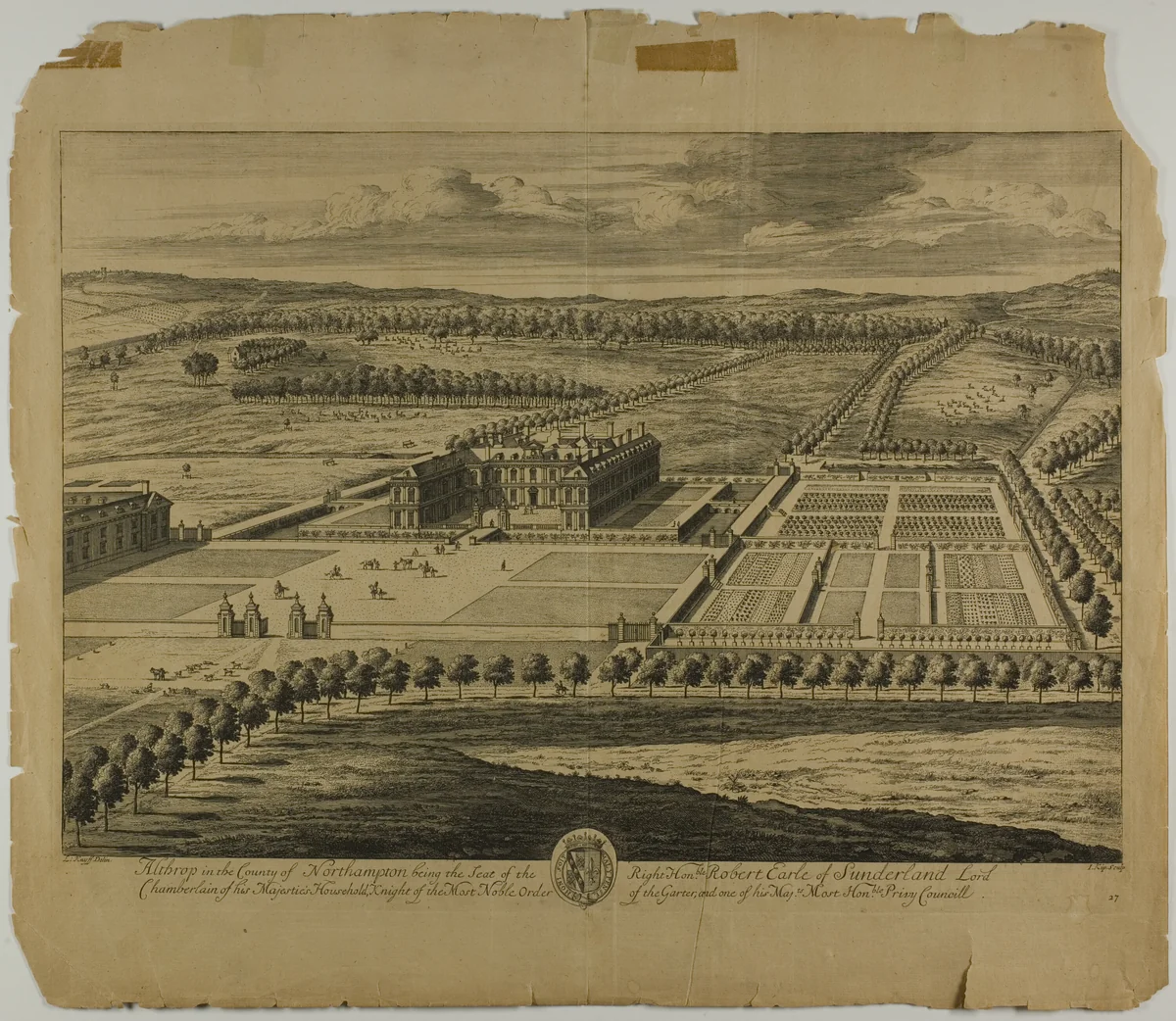 Althrop in the County of Northampton, plate 27 from Britannia Illustrata by Jan Kip, print, 1707