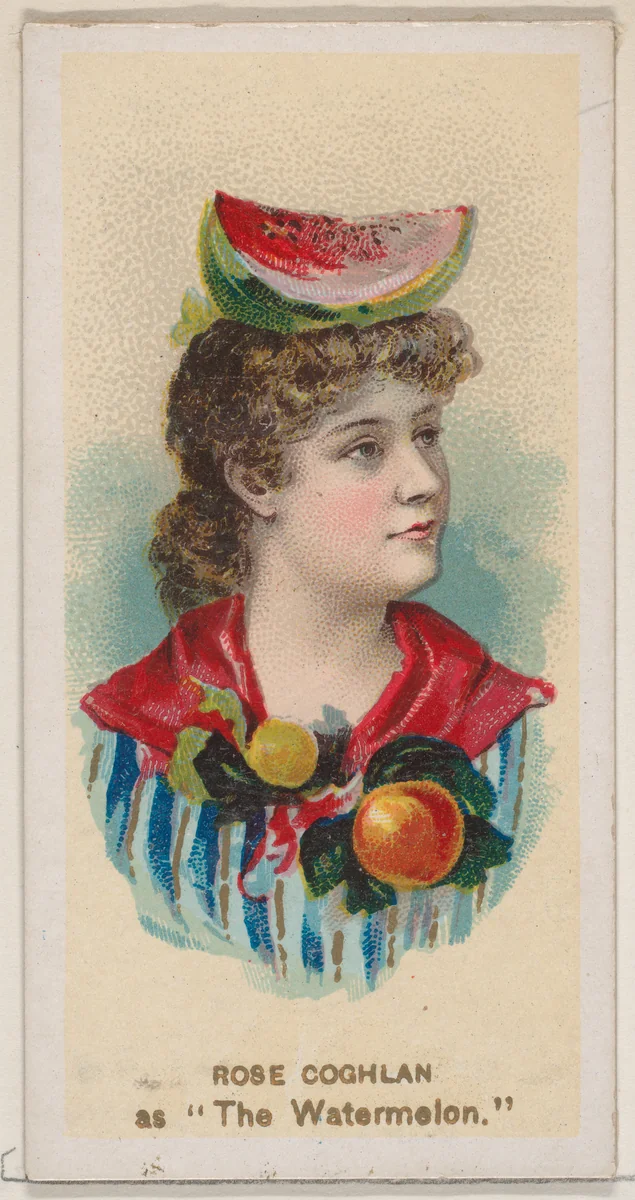 Rose Coghlan as "The Watermelon," from the series Fancy Dress Ball Costumes (N73) for Duke brand cigarettes by W. Duke, Sons & Co., print, 1889