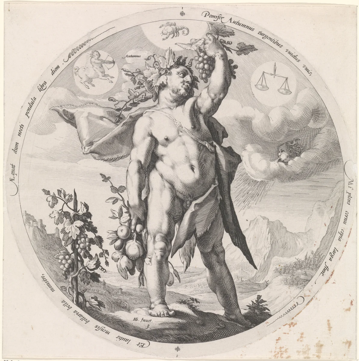 Herfst (Autumnus) by Jacob Matham, print, 1589