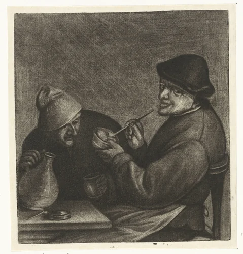 Roker en drinker by Jacob Hoolaart, print, 1723-1789