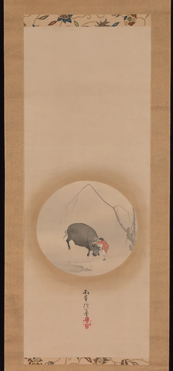 Boy Trying to Make an Ox Drink by Sakai Hōitsu (酒井抱一), painting, 1761-1828