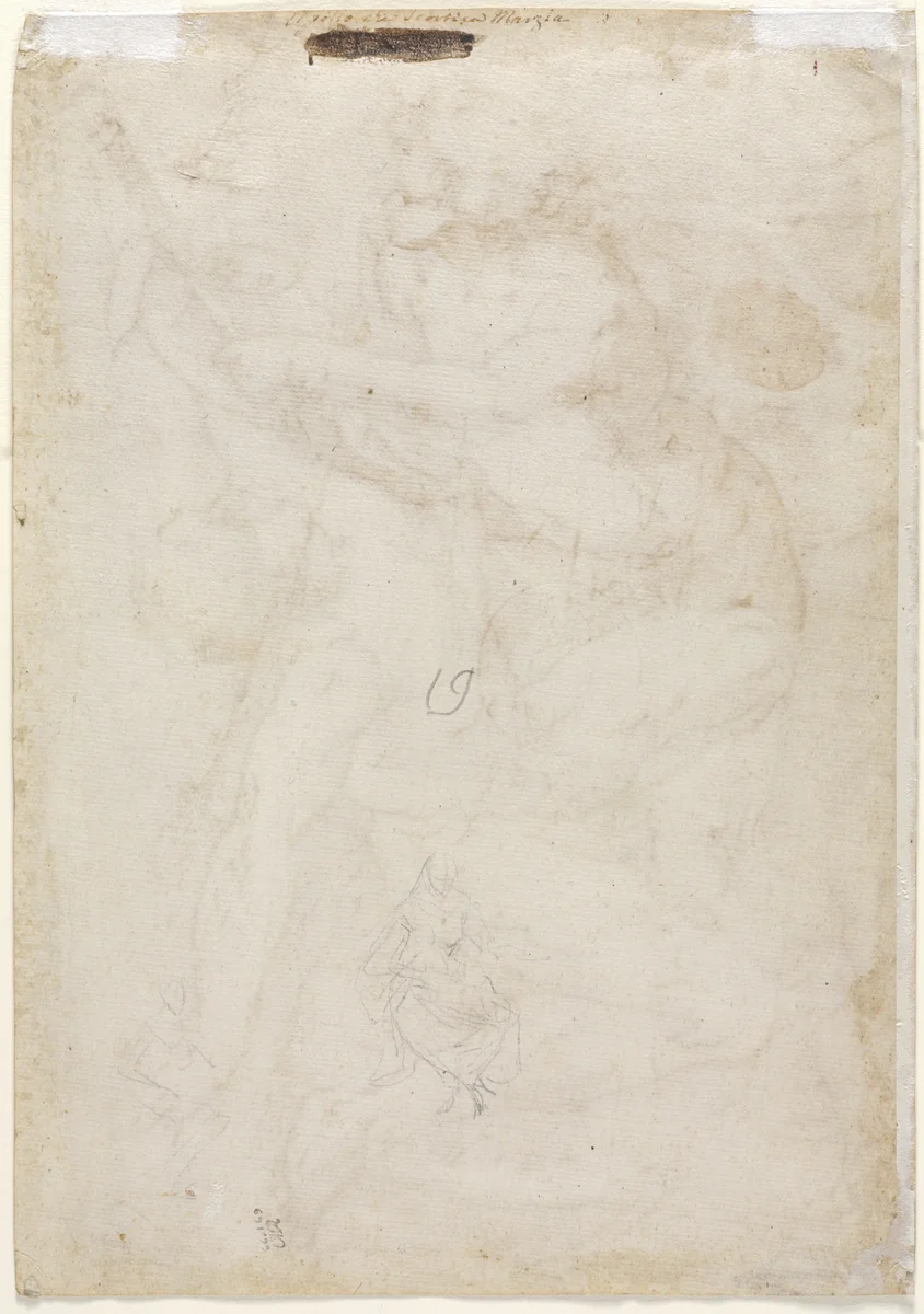 Two Sketches of a Mother and Child (verso) by anonymous, drawing, 1500-1599