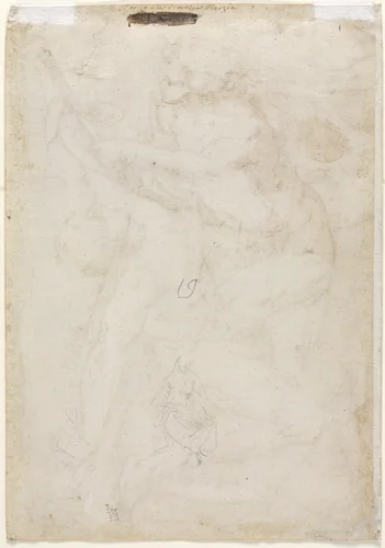Two Sketches of a Mother and Child (verso) by anonymous, drawing, 1500-1599