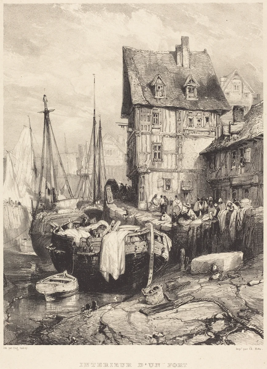 Intérieur d'un port by Eugène Isabey, print, 1833