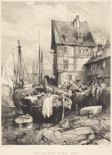 Intérieur d'un port by Eugène Isabey, print, 1833