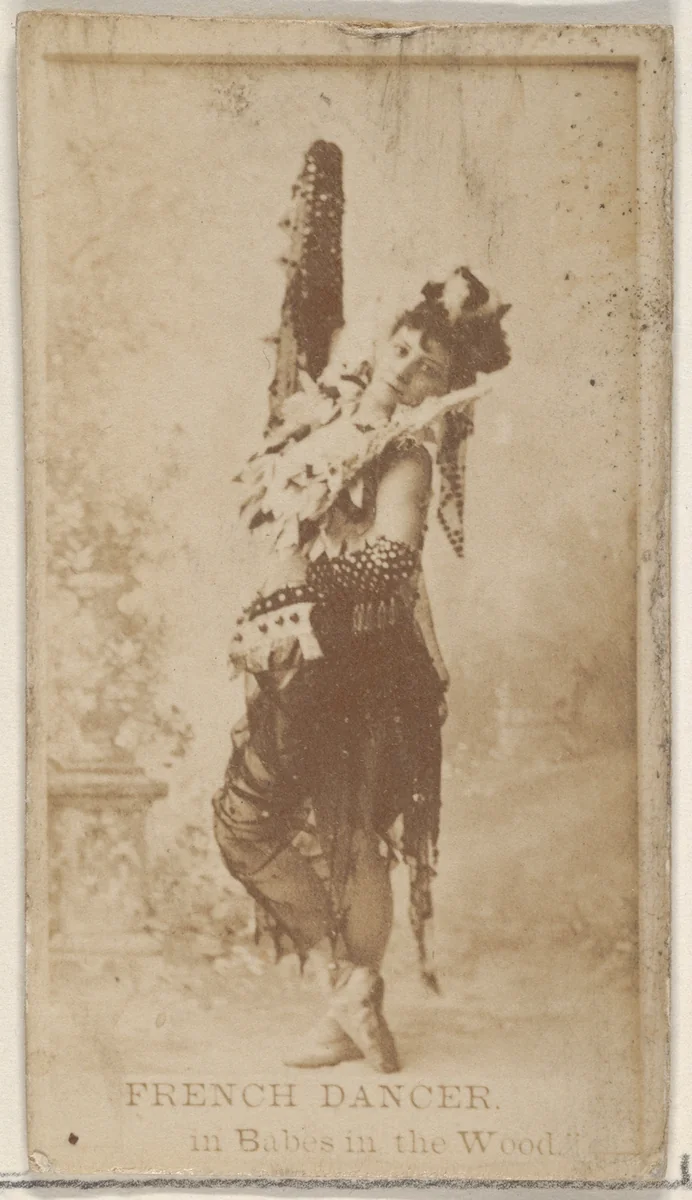 French Dancer in Babes in the Wood, from the Actors and Actresses series (N45, Type 8) for Virginia Brights Cigarettes by Allen & Ginter, photograph, 1885-1891