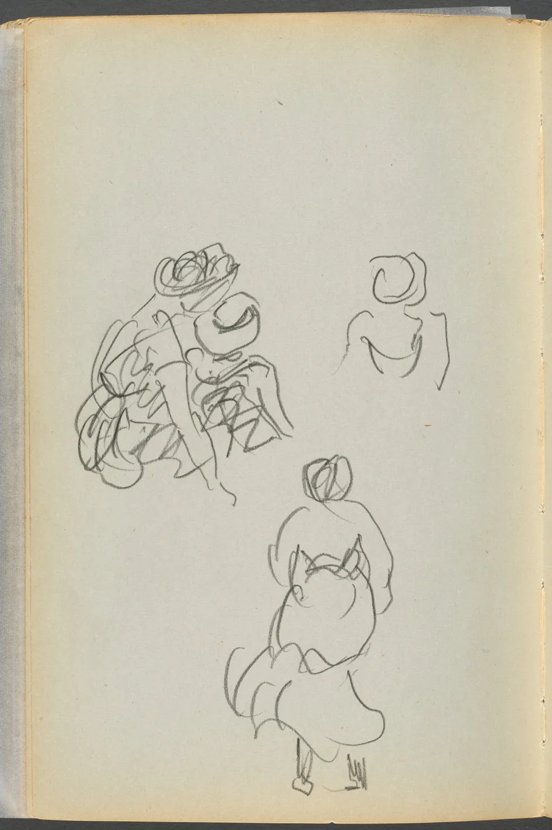 Sketchbook- The Granite Shore Hotel, Rockport, page 172: Figures by Maurice Prendergast, book, 1905-1910