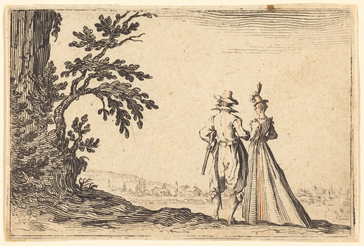 The Promenade by Jacques Callot, print, 1622