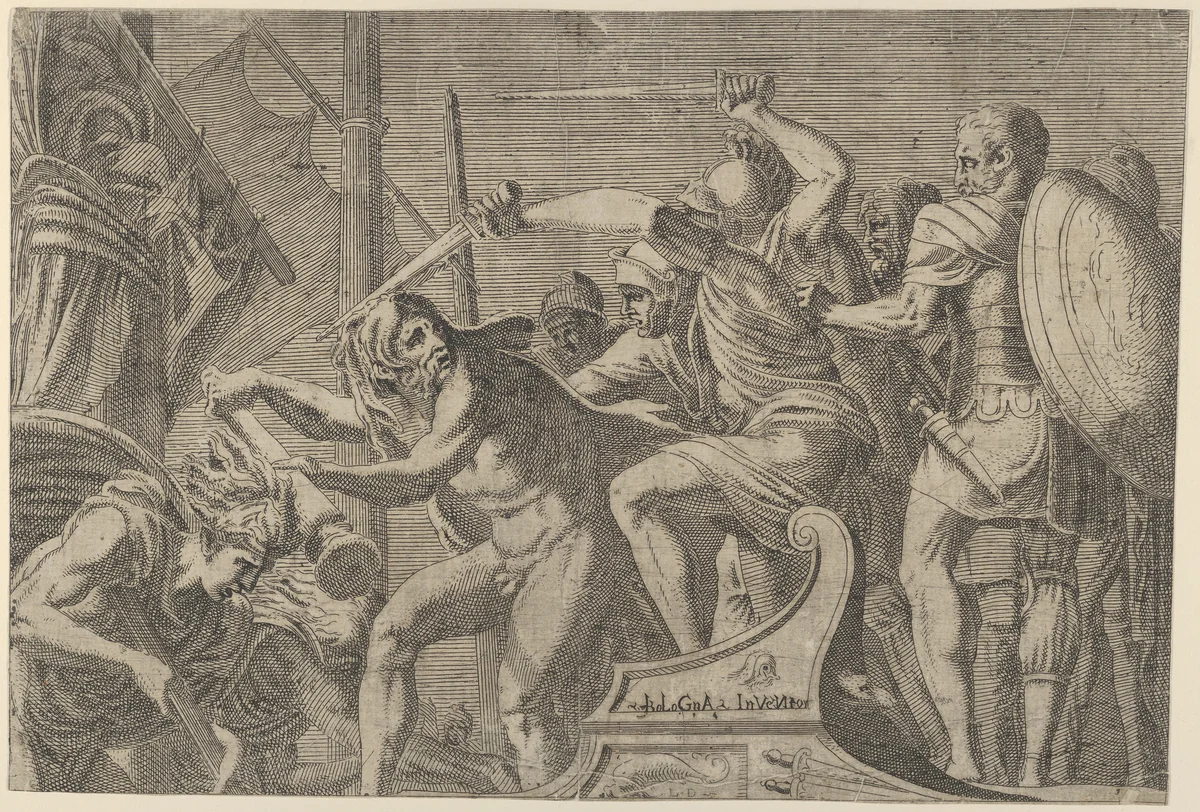 Hercules Fighting Aboard The Argonauts' Ship by Léon Davent, print, 1537-1550