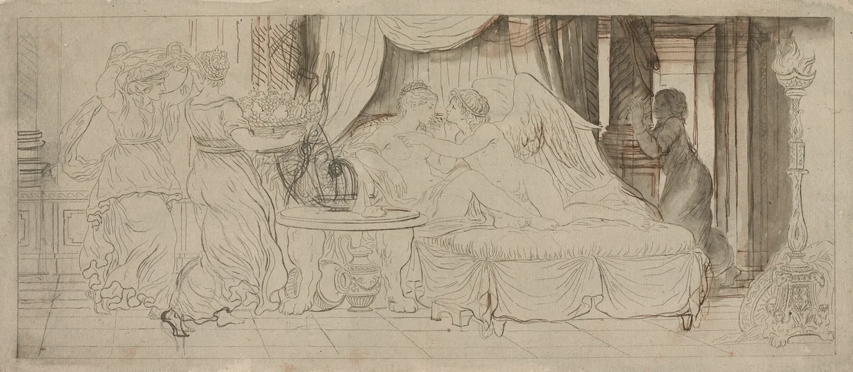 Cupid and Psyche by Pierre Lelu, print, 1793