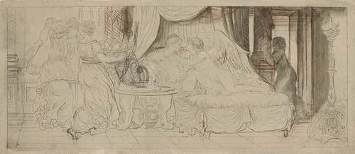 Cupid and Psyche by Pierre Lelu, print, 1793