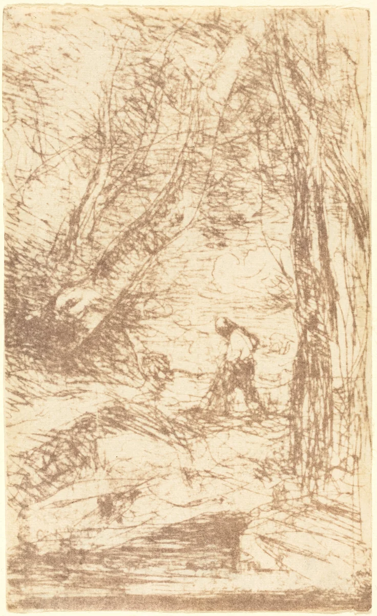 The Woodcutter of Rembrandt (Le Bucheron de Rembrandt) by Jean-Baptiste-Camille Corot, print, 1853