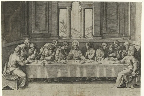 Laatste avondmaal by Unknown, print, 1515-1516