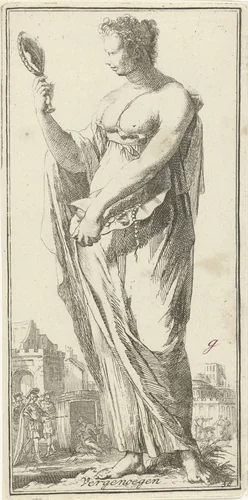 Personificatie van tevredenheid by Arnold Houbraken, print, 1710-1719